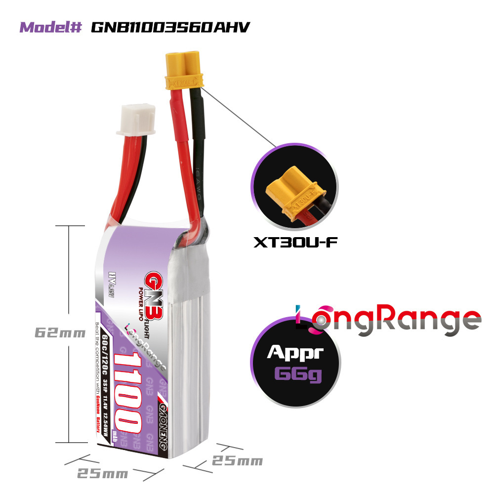 GNB 1100mAh 2S 3S 4S 6S 60C/12 – Drone Lipo Battery recenzja i cena